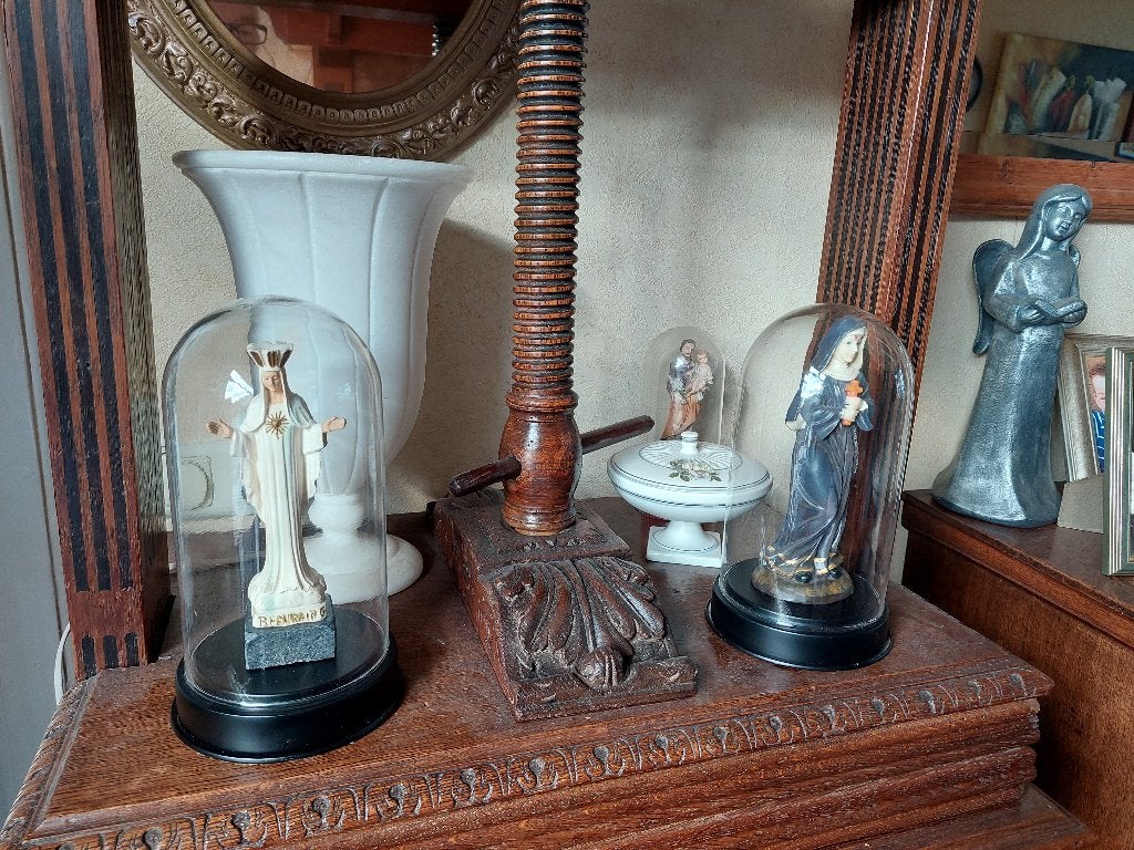 2x stolp / Echt glas met metalen voet / 24 centimeter hoog, Huis en Inrichting, Woonaccessoires | Stolpen, Gebruikt, Met voet