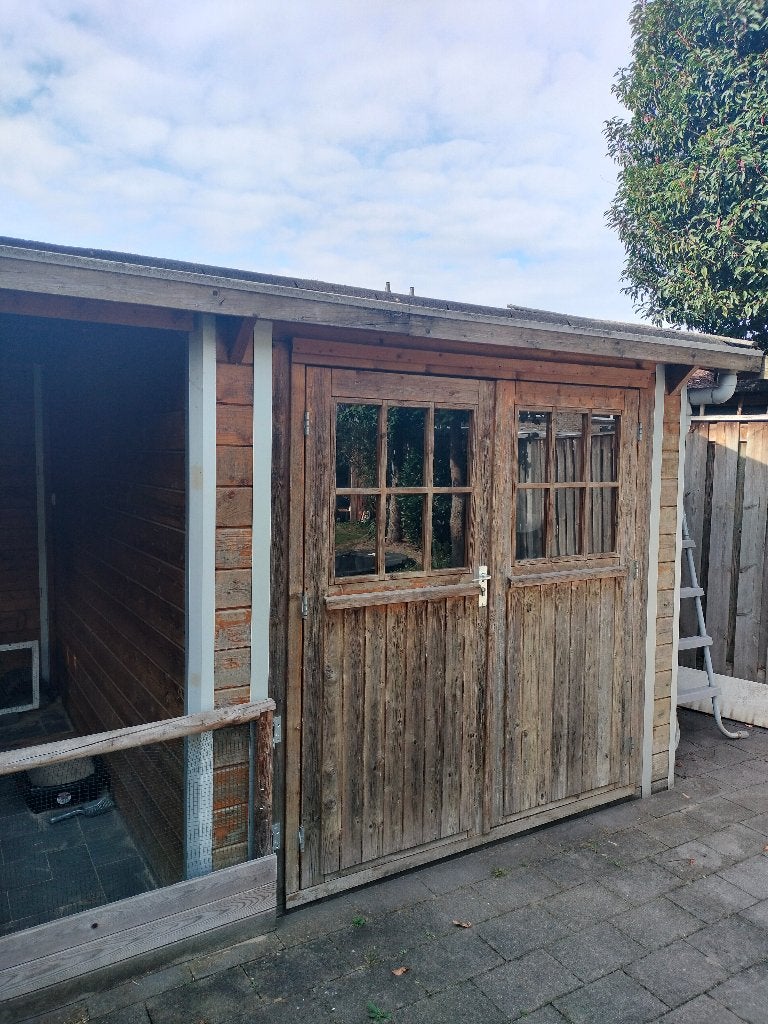 Tuinhuis met schuurtje en overkapping, Ophalen, Tuinhuis, 2 ramen, 500 cm of meer