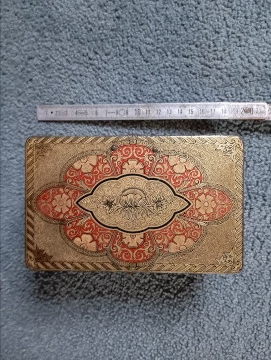 Vintage de Gruijter Blikje slot + sleutel izgst, Ophalen of Verzenden, Gebruikt, Verpakking