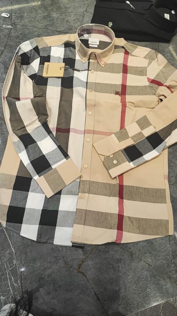 Burberry overhemd met ruitpatroon, Kleding | Heren, Ophalen of Verzenden, Nieuw, Beige, Overige halswijdtes