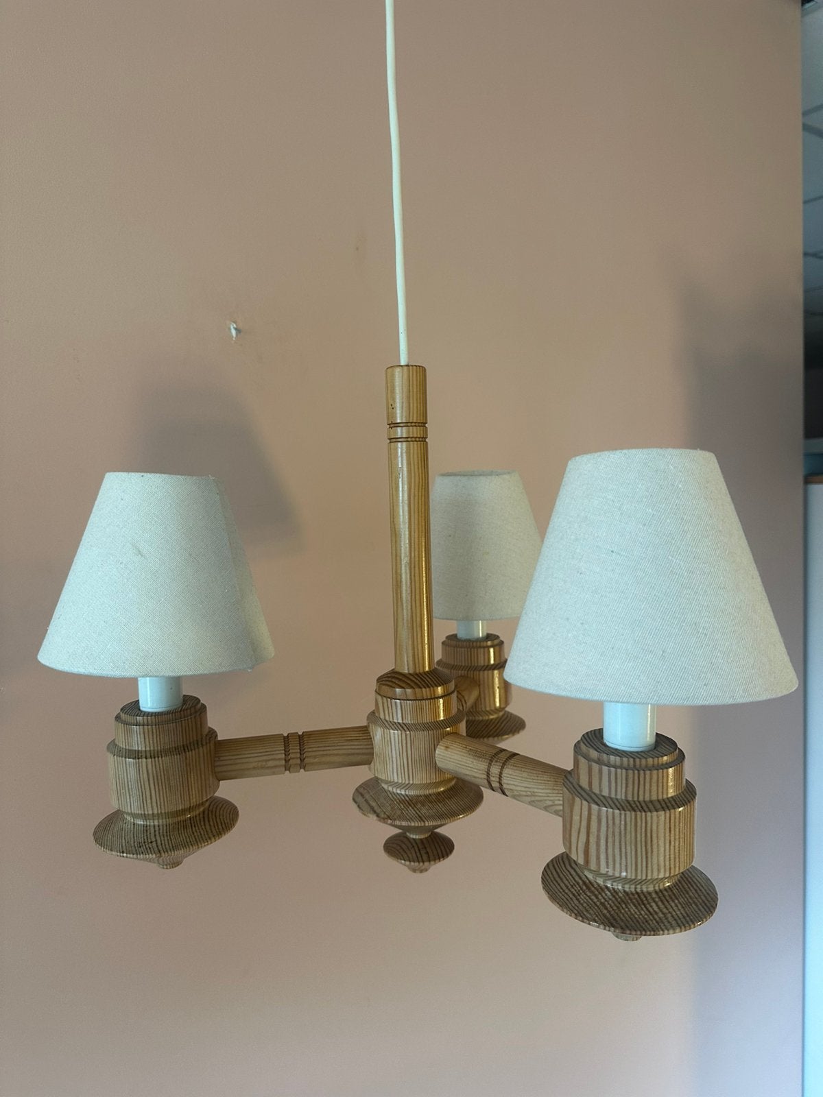 Ikea grenenhouten kroonluchter Scandinavisch vintage, Huis en Inrichting, Lampen | Plafondlampen, Ophalen of Verzenden, Zo goed als nieuw
