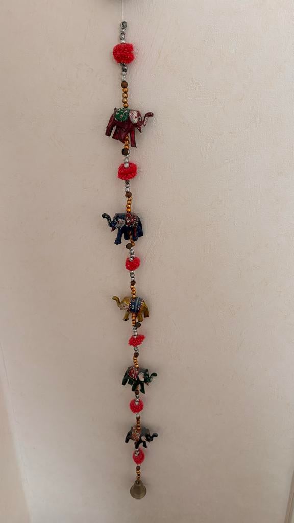 Decoratieve Olifanten Hanger met Bel, Ophalen, Hout, Meerkleurig, Oosters