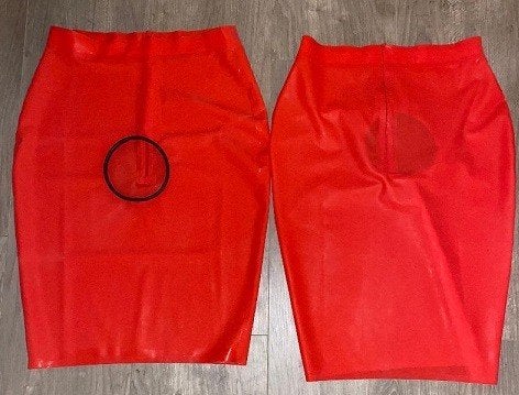 100 % natuurlijk latex rok skirt 0,5 mm rubber kleding, Ophalen, Maat 42/44 (L), Nieuw, Rood