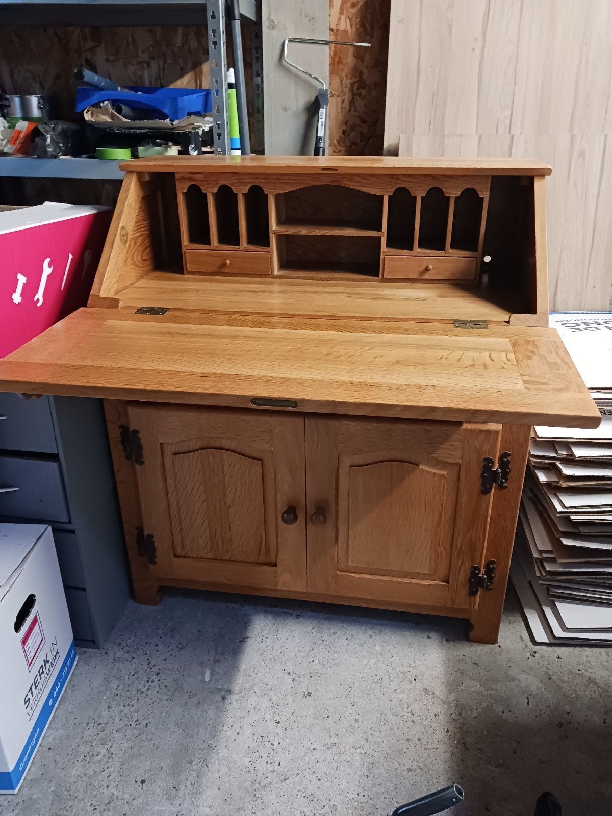 massief eiken secretaire van Oisterwijk, Huis en Inrichting, Ophalen, Gebruikt, Vintage