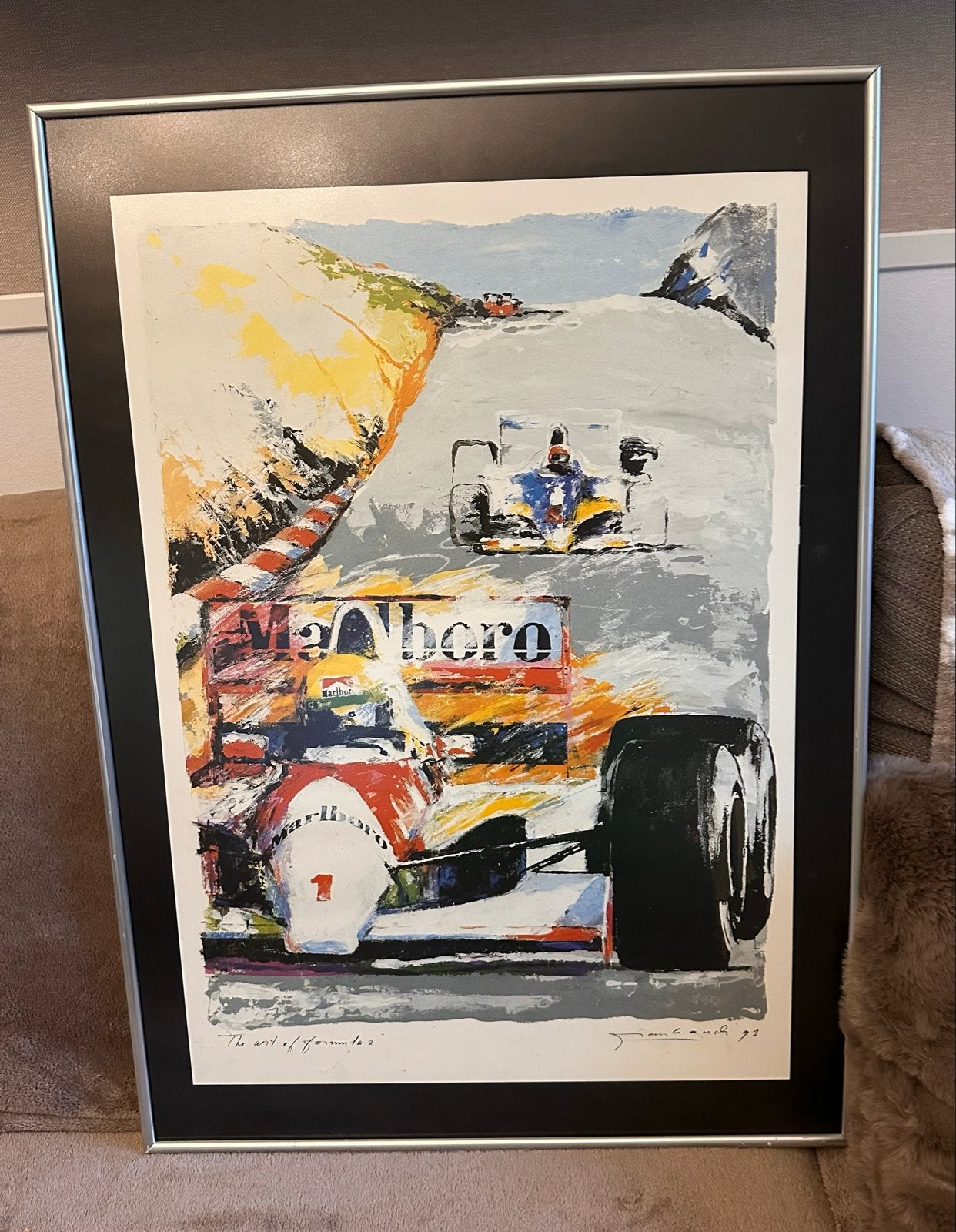 Frank Gude - The Art of Formula 1 - Ayrton Senna McLaren, Voertuigen, Verzenden, Papier/karton, Ingelijst