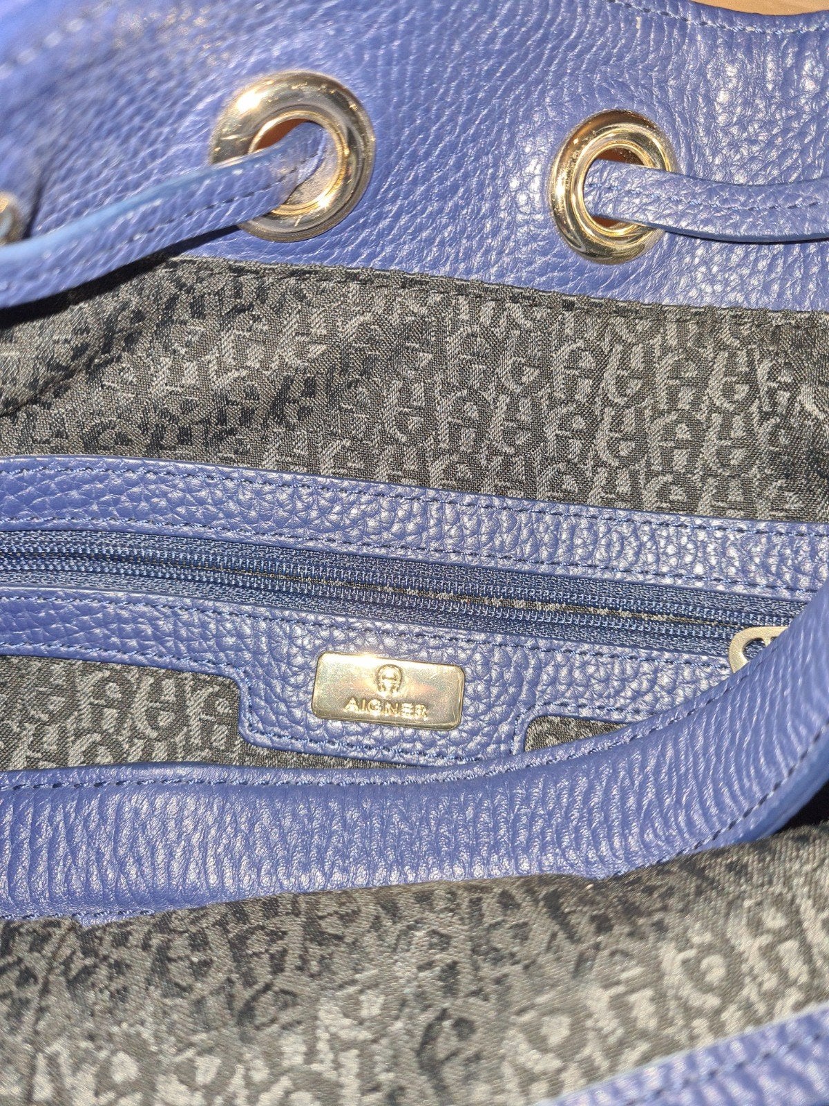 Originele Aigner tas - Blauw leer, Ophalen of Verzenden, Gebruikt, Blauw, Handtas