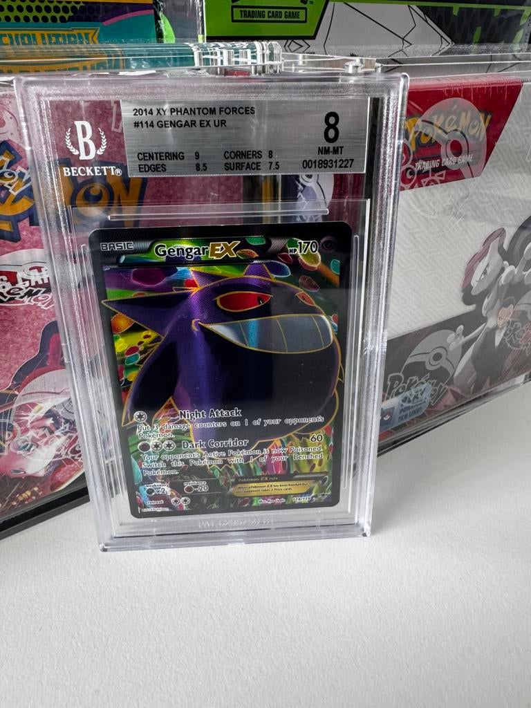 2014 xy phantom forces 114 gengar ex ur bgs 8, Ophalen of Verzenden, Nieuw, Losse kaart, Foil