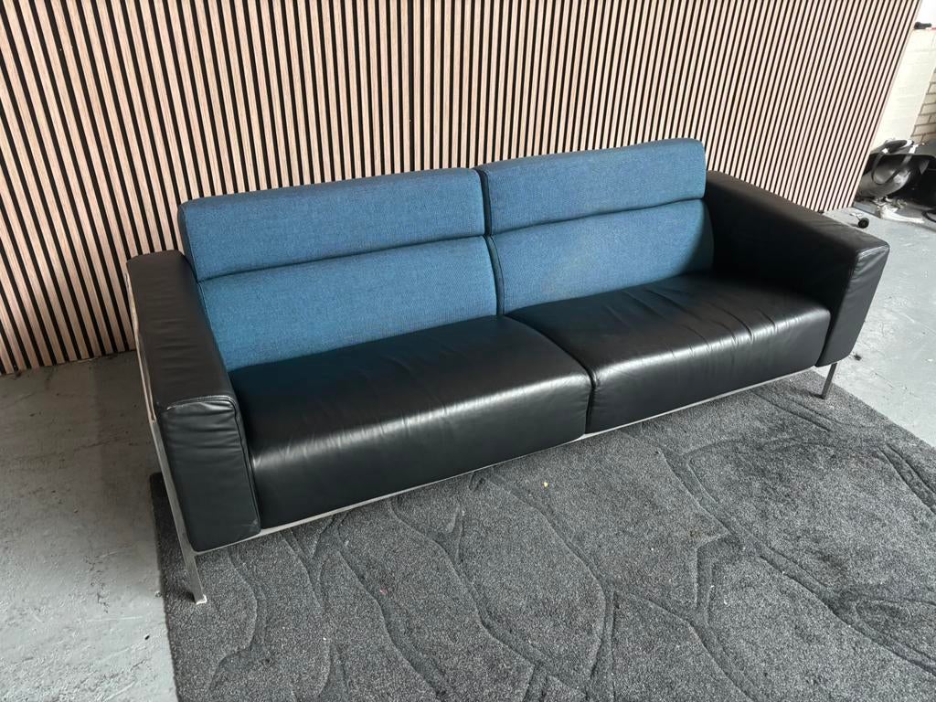 GRATIS LEVERING Harvink Forum Bank Leer 212x77 GEREINIGD, Driepersoons, Ophalen of Verzenden, Zo goed als nieuw, Rechte bank