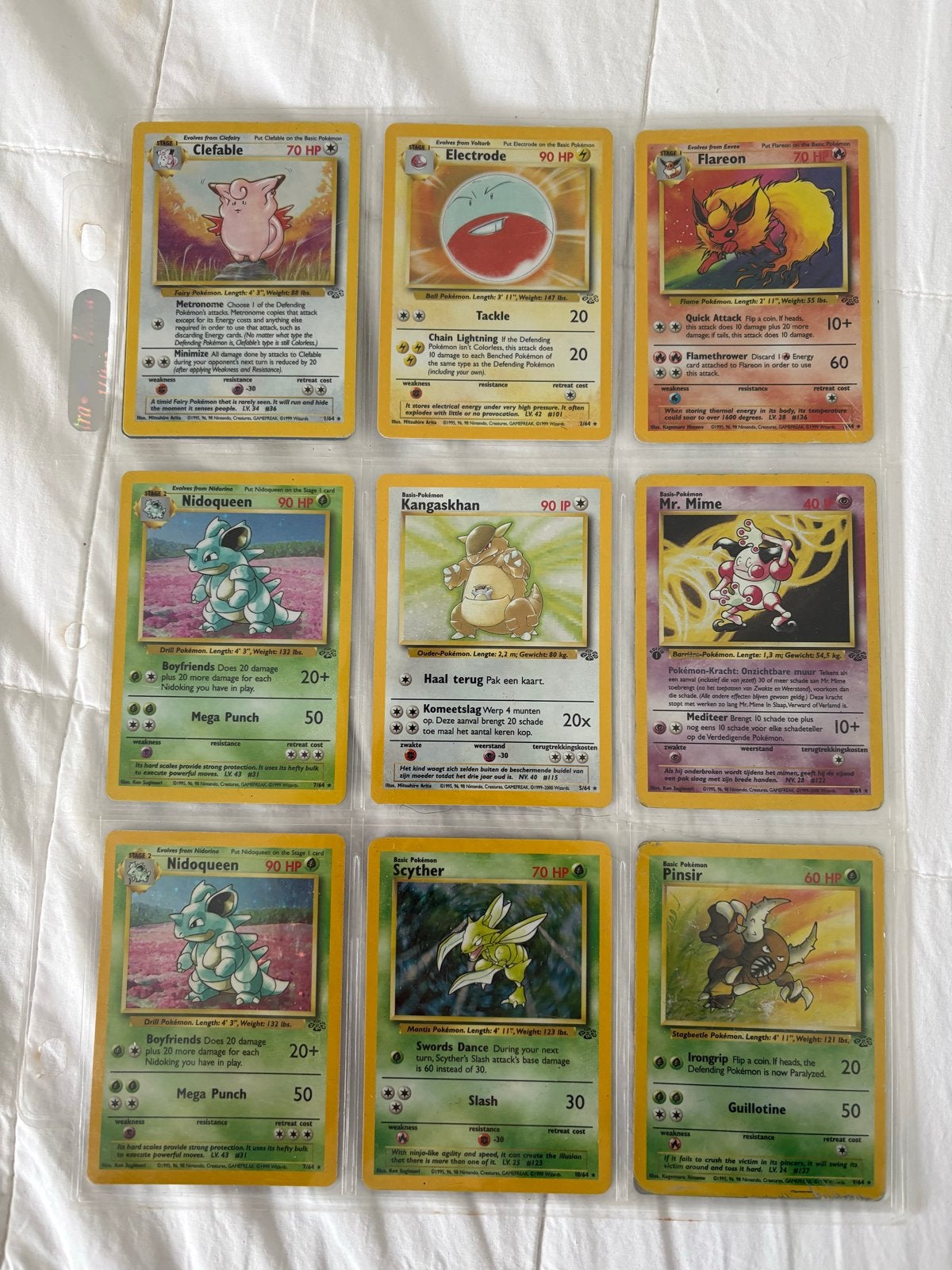 Pokemon kaarten base jungle set bijna compleet, dubbele holo, Ophalen of Verzenden, Gebruikt, Meerdere kaarten