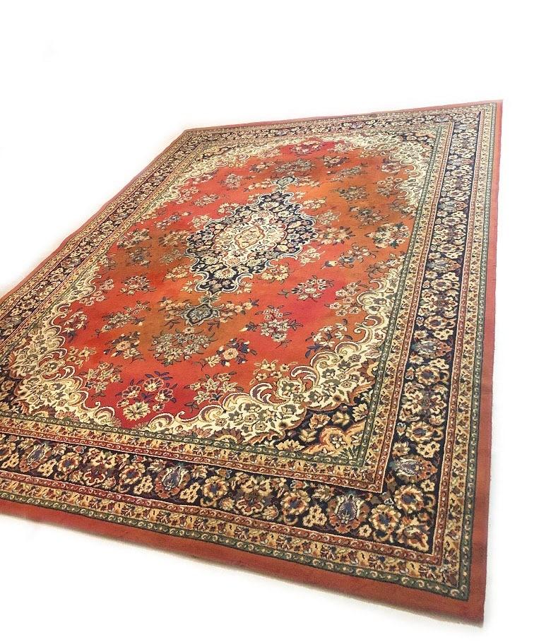 Groot Oosters vloerkleed / Perzisch tapijt wol vintage, Huis en Inrichting, Gebruikt, Groen, 200 cm of meer, Ophalen of Verzenden