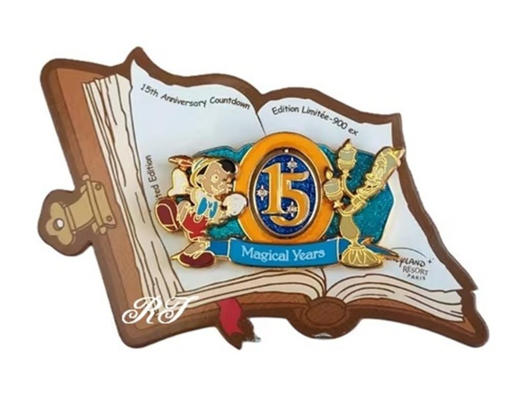 15 jarig jubileum pin “Pinokkio & Lumiere” Limited Edition., Ophalen of Verzenden, Zo goed als nieuw, Overige onderwerpen, Speldje of Pin
