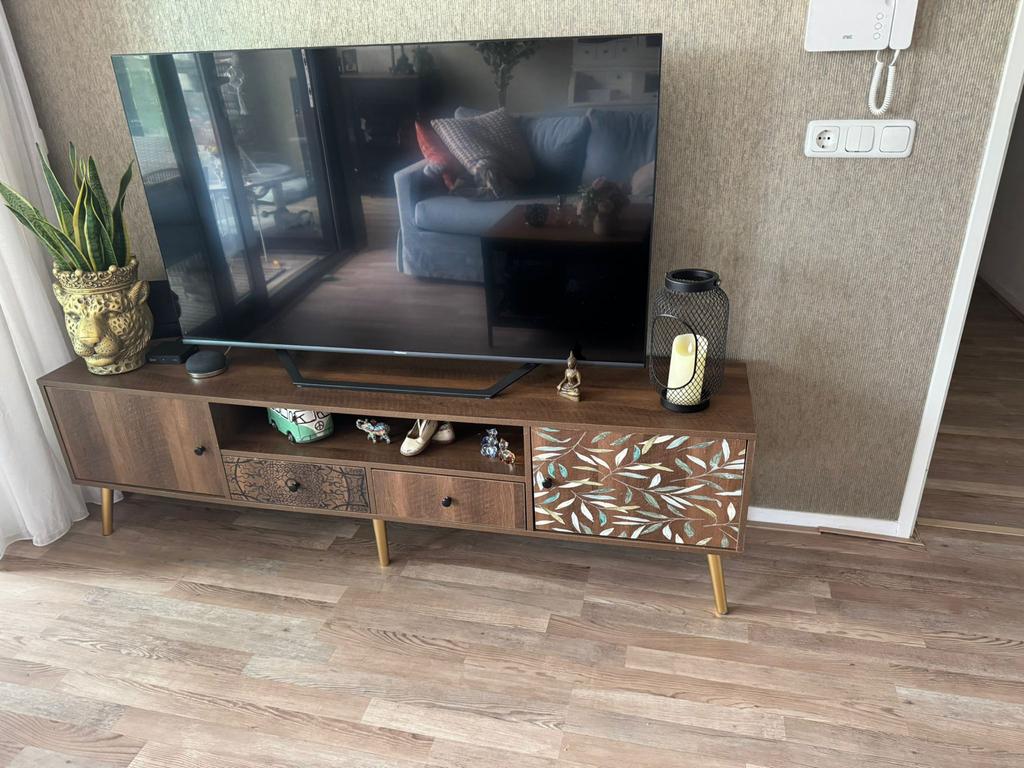Retro TV meubel - 180x38x51 cm - Zo goed als nieuw, Ophalen, 150 tot 200 cm, Zo goed als nieuw, Minder dan 100 cm