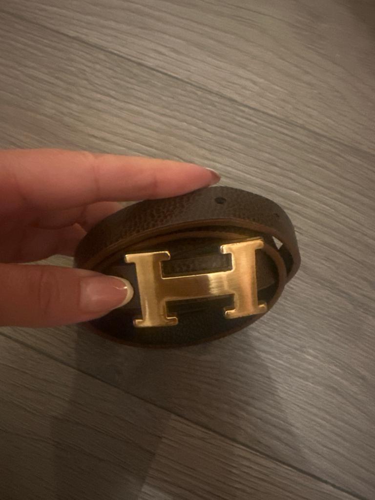 Hermès riem met gouden H-gesp, Kleding | Dames, Riemen en Ceinturen, Echt leder, 90 tot 100 cm, Heupriem, Ophalen of Verzenden