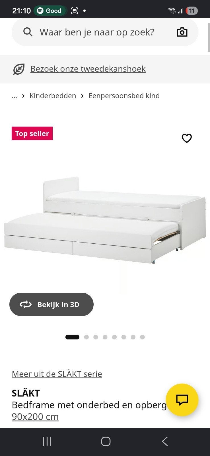 Ikea bed met logeerbed en matrassen