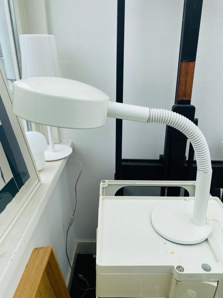 Vintage Hala Zeist bureaulamp - Witte zwanenhals, jaren 70, Ophalen of Verzenden, Gebruikt