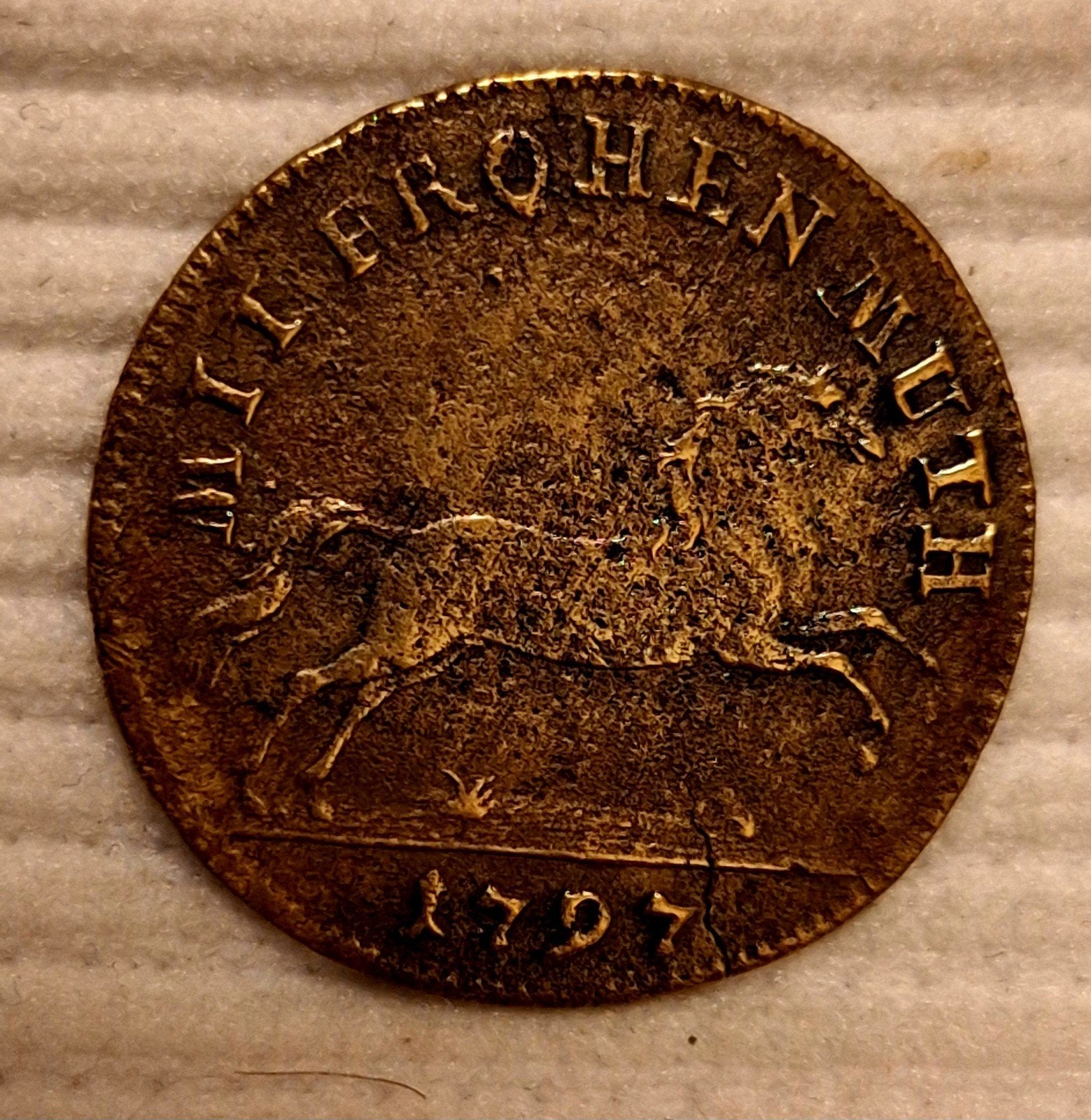 Antieke Rekenpenning 1797 - Mit Frohen Muth - Jeton Neurenbe, Verzenden, Overige materialen