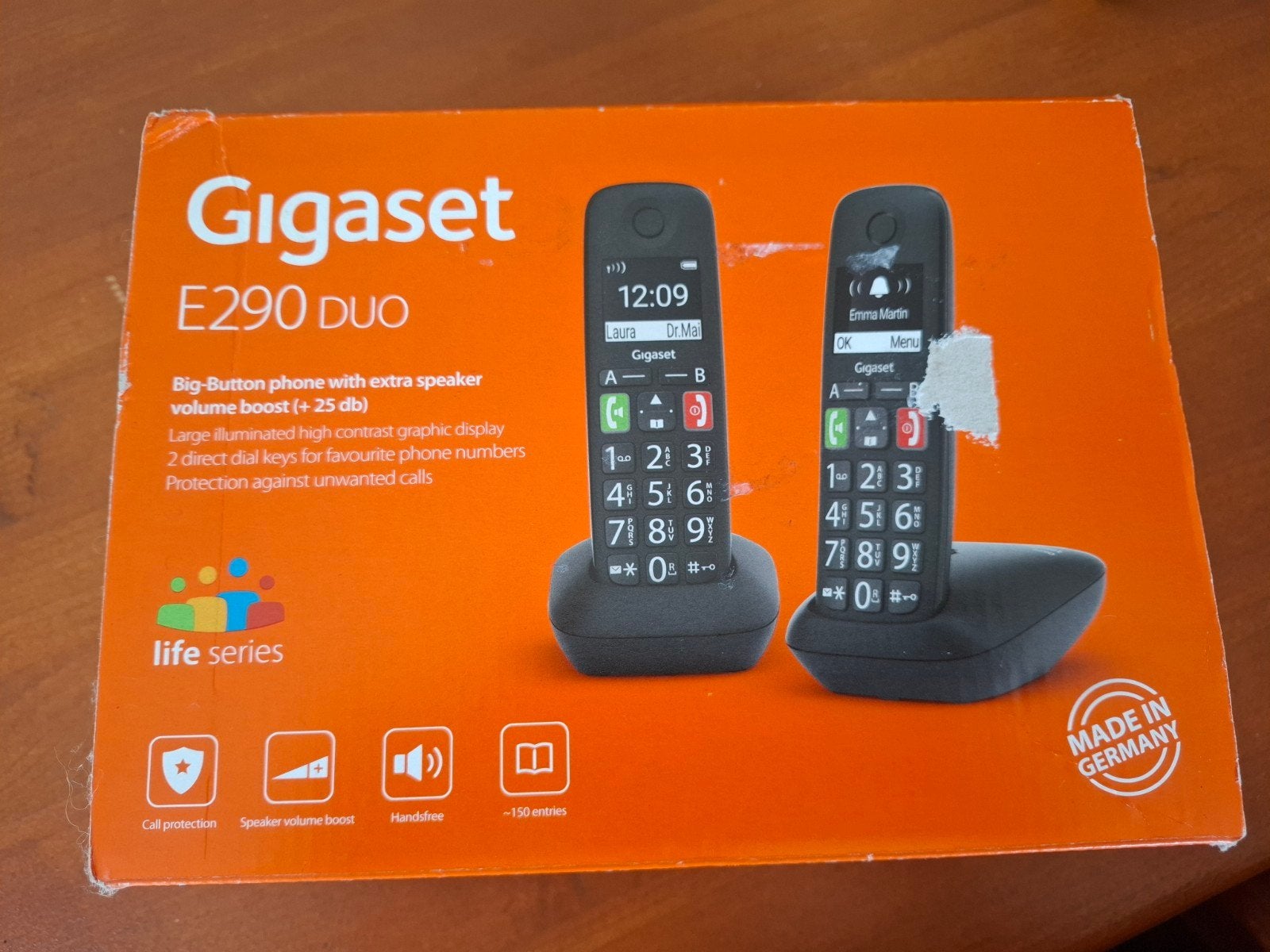 Gigaset E290 DUO draadloze telefoons met grote knoppen, Ophalen of Verzenden, Zo goed als nieuw, 2 handsets