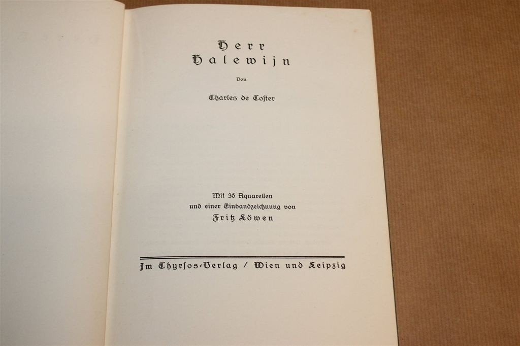 Herr Halewijn, De Coster — Antiek Boek, 36 Aquarellen 1924, Ophalen of Verzenden