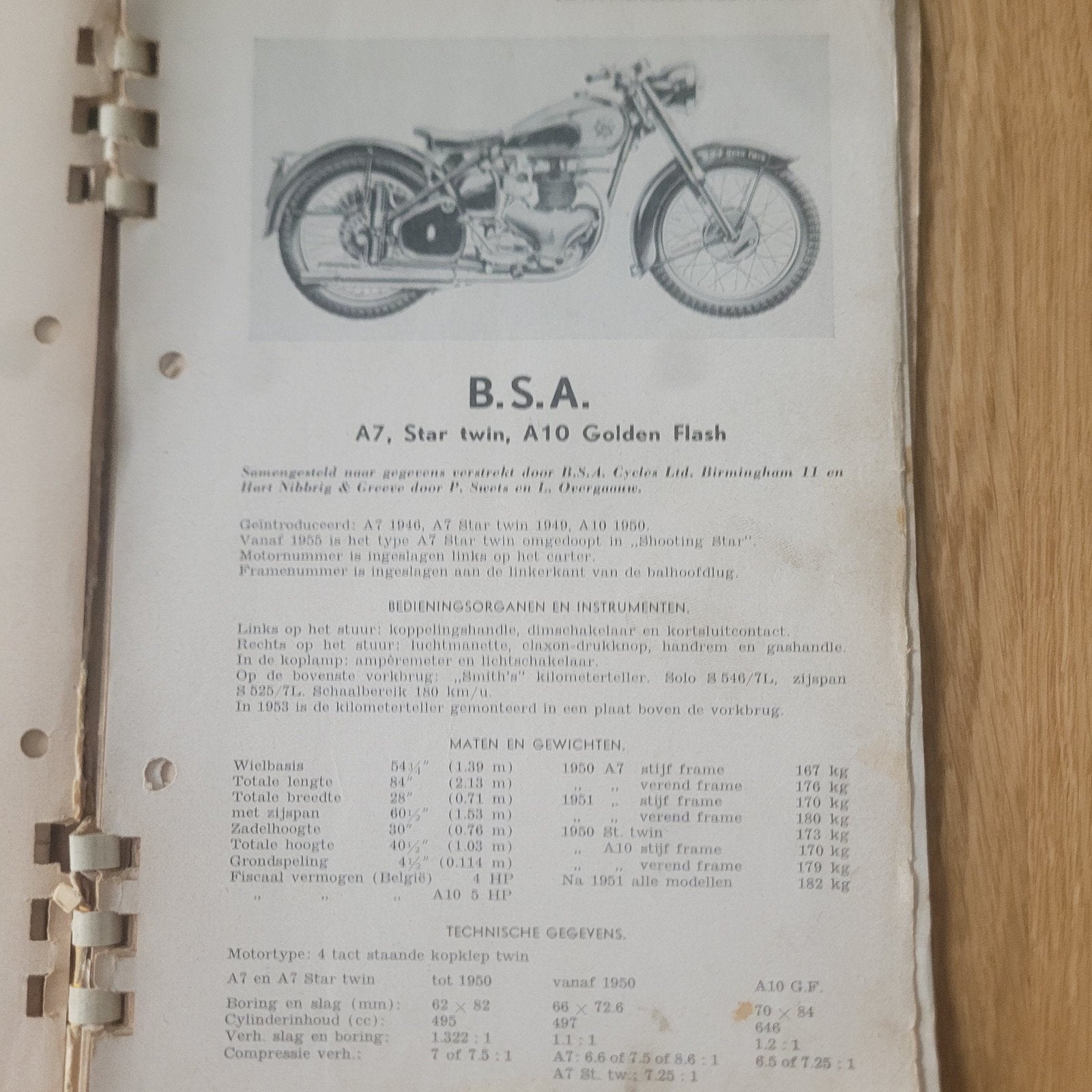 BSA A7, Star Twin, A10 Golden Flash Motorboek, Ophalen of Verzenden, Overige merken