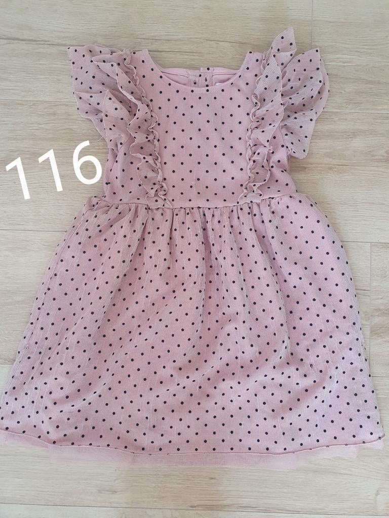 Roze jurk met stippen tule dots maat 116 Helemaal Trendy 🌸, Kinderen en Baby's, Kinderkleding | Maat 116, Meisje, Nieuw, Ophalen of Verzenden