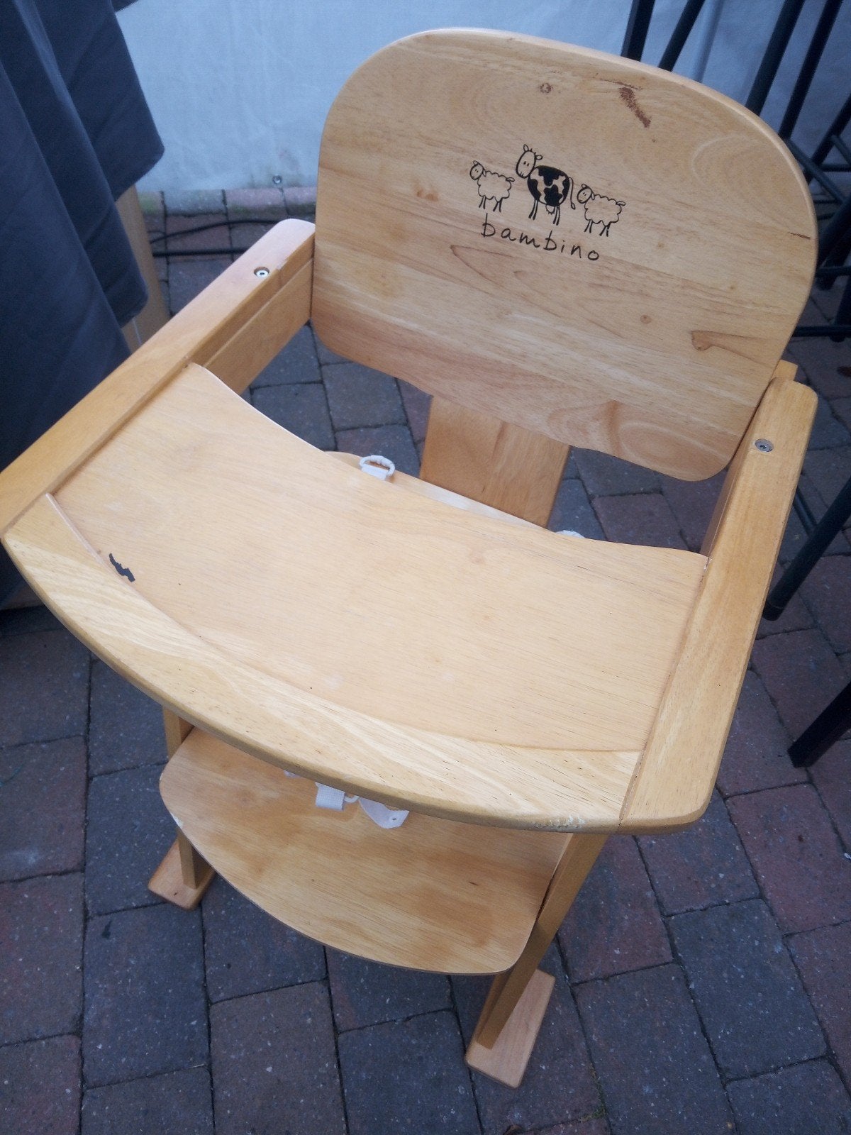 Bambino meegroeistoel van hout met gordel, Kinderen en Baby's, Ophalen, Gebruikt, Meegroeistoel, Aanschuifbaar