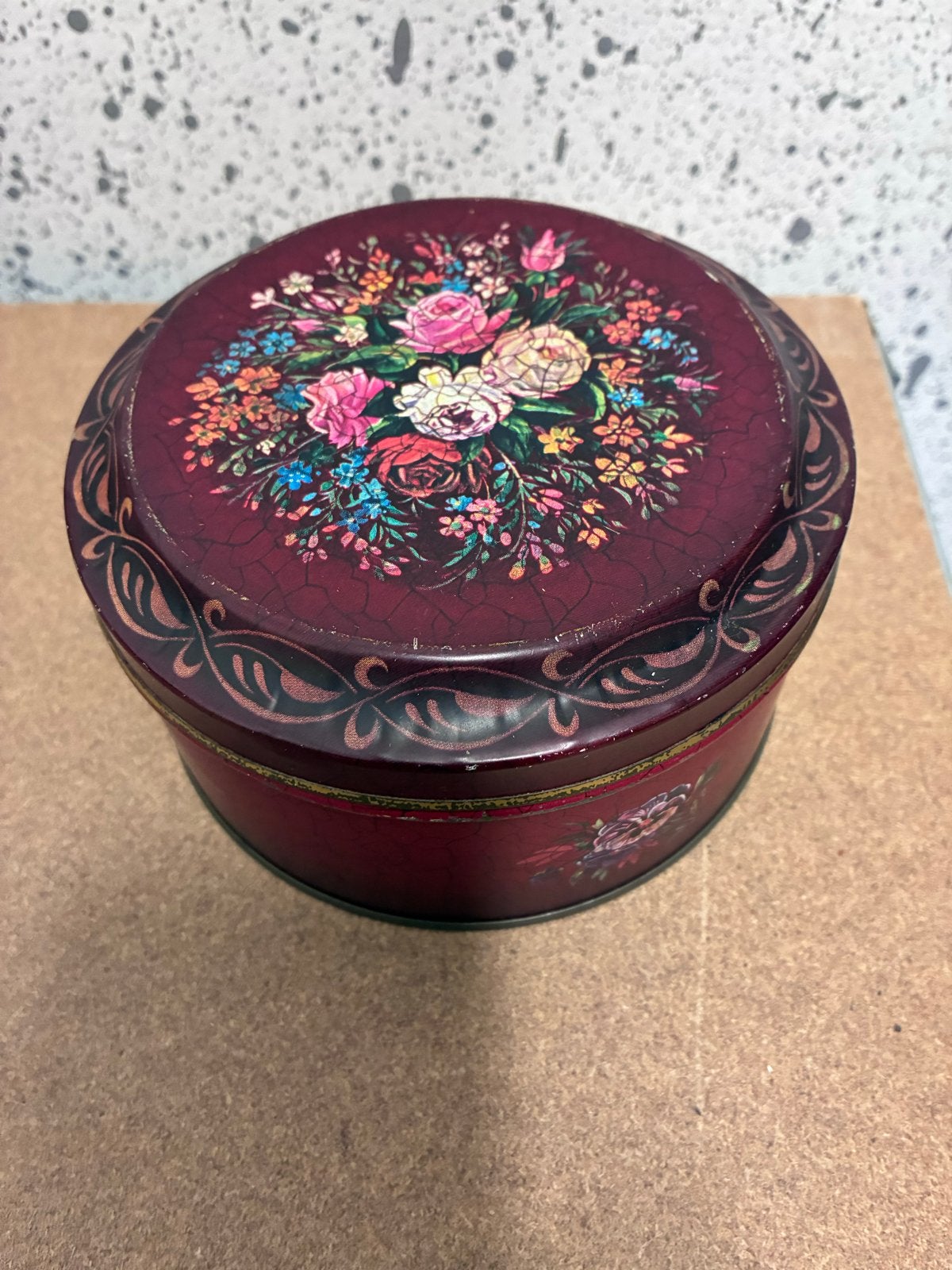 Vintage Barringer Wallis & Manners blik met bloemen, Verzamelen, Ophalen of Verzenden, Gebruikt, Koek(jes), Overige merken
