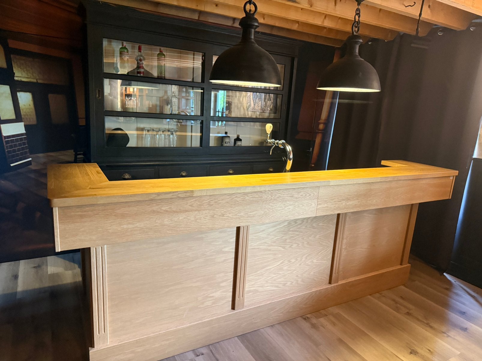 Massief Eiken bar toog bruin cafe kroeg man cave, Ophalen of Verzenden, Zo goed als nieuw