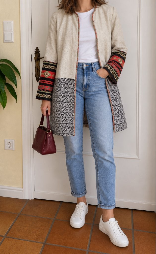Zara Basic linnen blazer – boho chic maat M, Maat 38/40 (M), Meerkleurig, Ophalen of Verzenden, Zo goed als nieuw