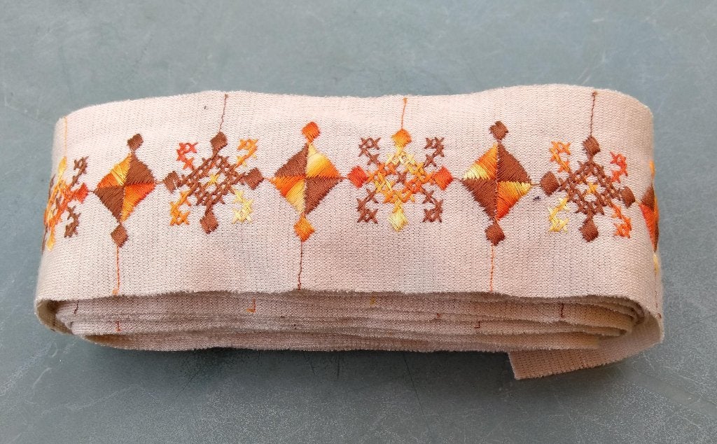 Vintage fournituren sierband geborduurd vlieger 6 cm (B21), Ophalen of Verzenden, Nieuw, Lint, Band of Elastiek