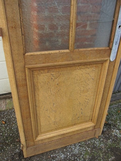 225,5hx87br Stoere geloogd eiken deur met kleine ruitjes, Ophalen