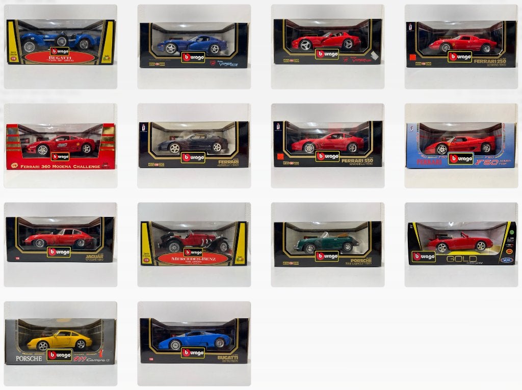 Bburago: Bugatti, Dodge, Ferrari, Jaguar, Mercedes, Porsche, Hobby en Vrije tijd, Ophalen of Verzenden, Zo goed als nieuw, Auto