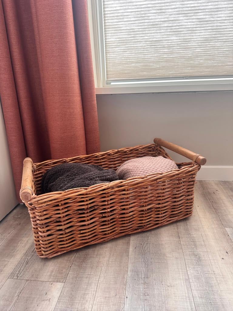Rotan rieten mand (groot!), Ophalen, Mand, Zo goed als nieuw, Riet