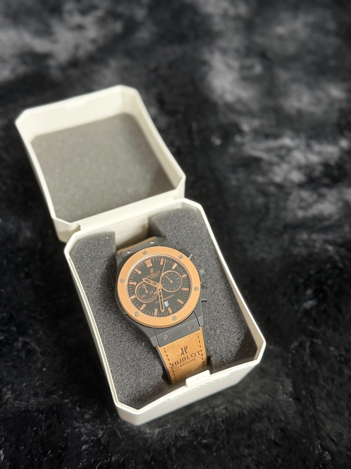 Hublot Big Bang Polshorloge - Zo goed als nieuw, Overige merken, Overige materialen, Leer, Polshorloge