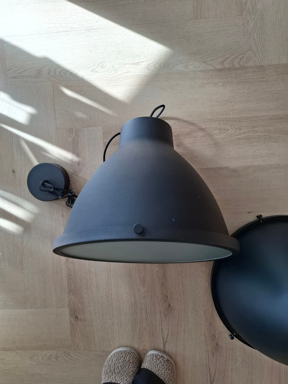 Industriële matzwarte metalen hanglampen met matglas, Ophalen, Industrieel, robuust, E27 (groot), Zo goed als nieuw