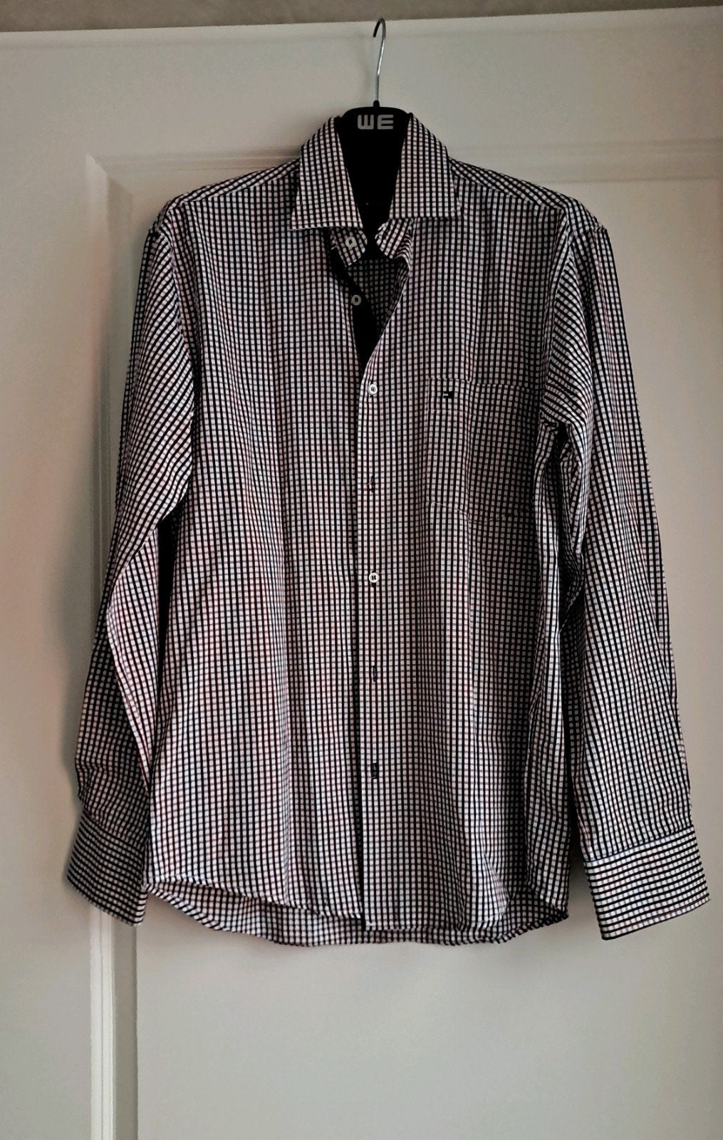 Tommy Hilfiger Heren Overhemd Geruit Rood Wit Blauw Maat M, Meerkleurig, Tommy Hilfiger, Zo goed als nieuw, Halswijdte 39/40 (M)