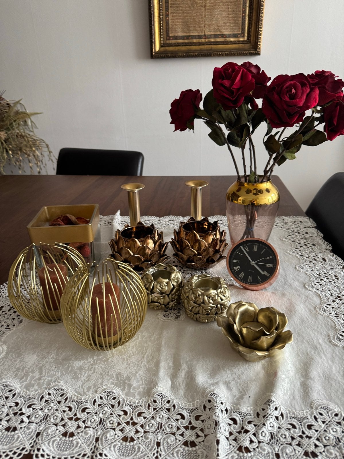 Diverse gouden en bronzen kandelaars en decoratie, Ophalen of Verzenden, Zo goed als nieuw, Metaal, Kandelaar