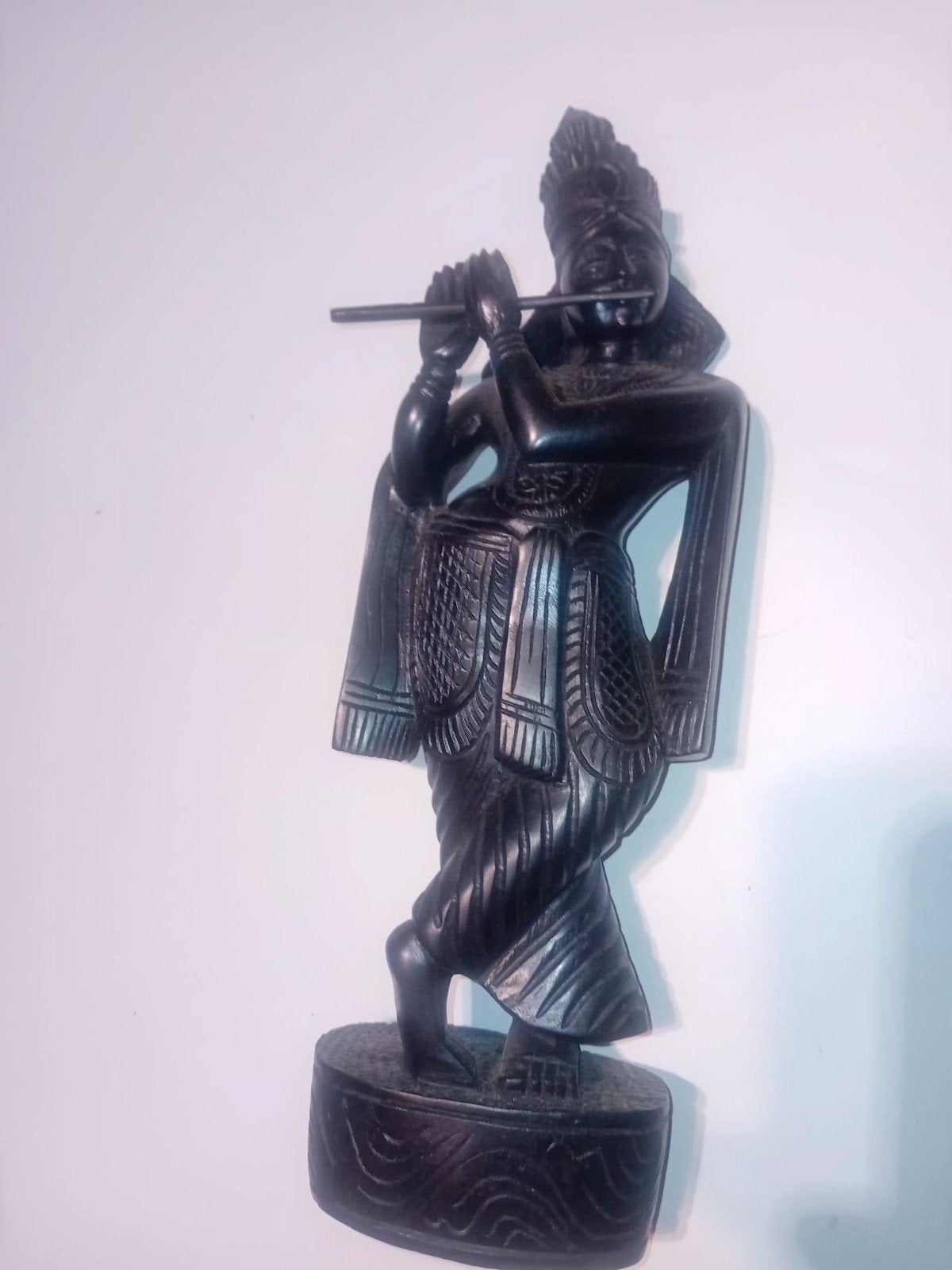 Houten Beeldje van Krishna met Fluit - Handgemaakt, Antiek en Kunst, Ophalen of Verzenden, Beeld, Hout, Overige stijlen