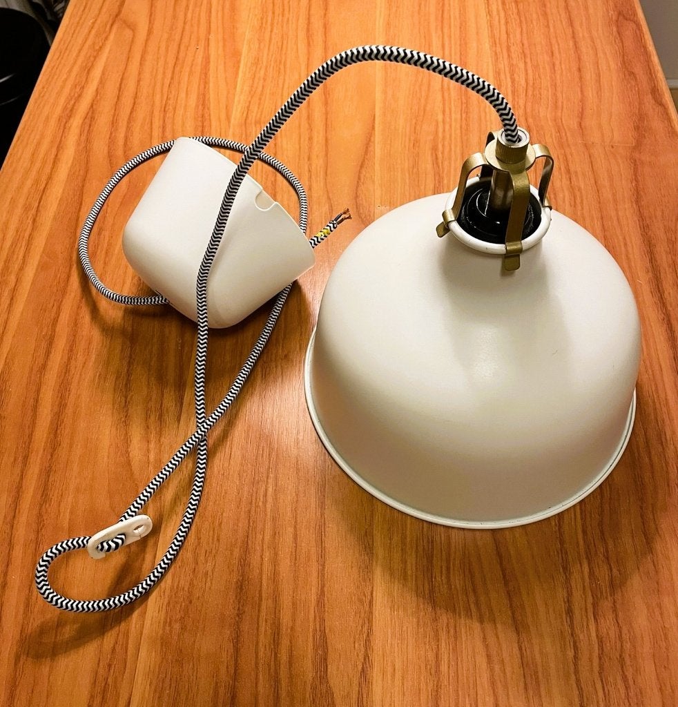 Witte IKEA Ranarp metalen hanglamp, Zo goed als nieuw, Metaal, Modern, E27 (groot)