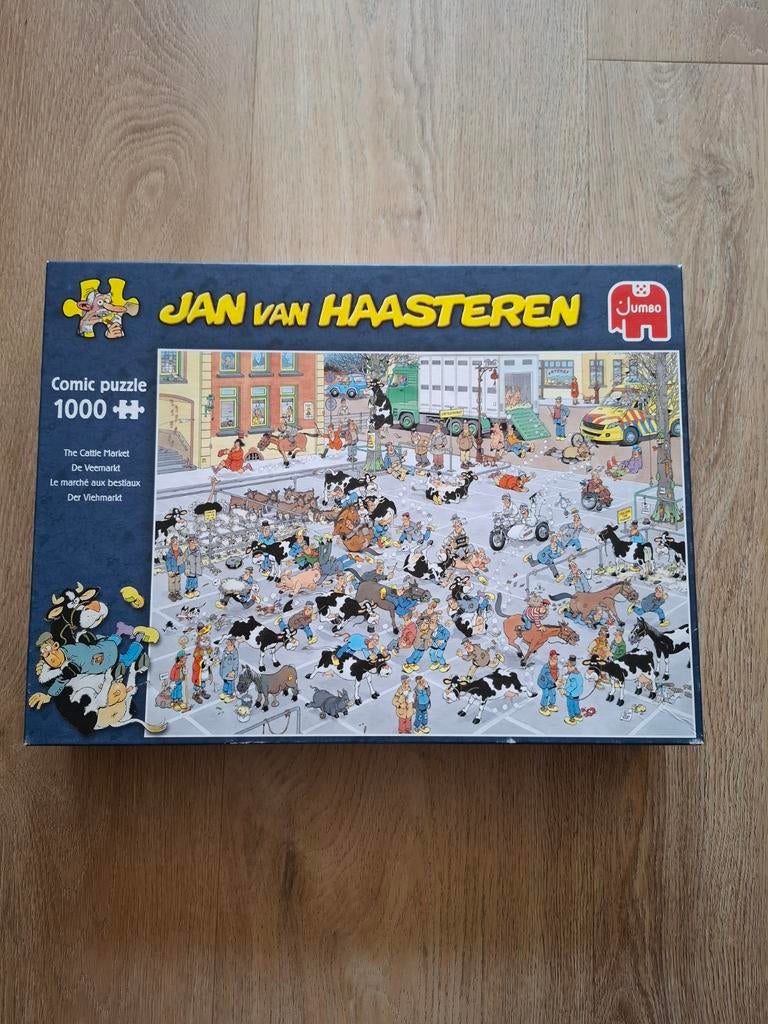 JAN VAN HAASTEREN LEGPUZZEL " DE VEEMARKT", Ophalen of Verzenden, 500 t/m 1500 stukjes, Zo goed als nieuw