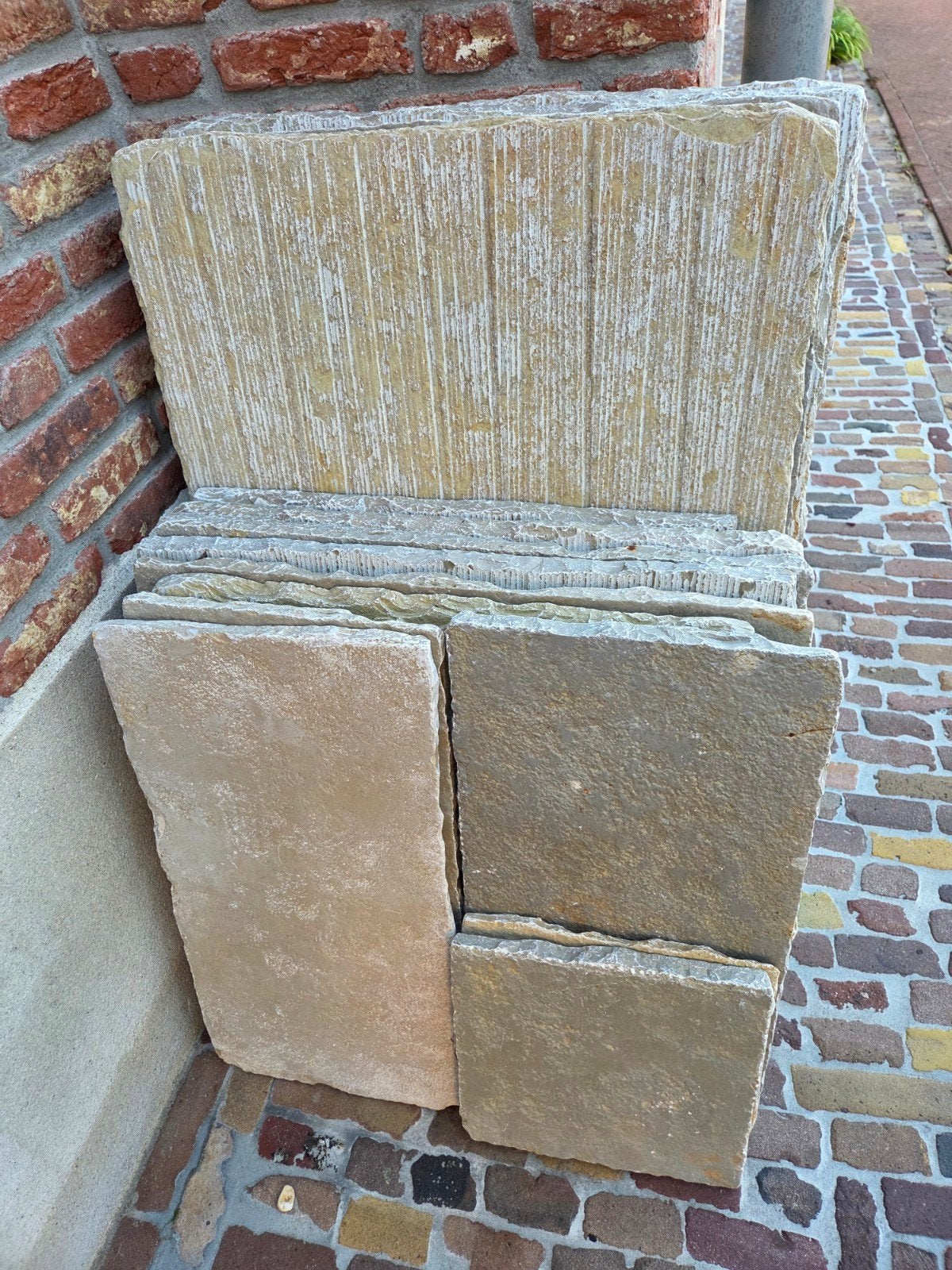 Romeins verband antieke tegels - Chateau Beige Antique - 5m², Ophalen, 60 cm of meer, Hardsteen, 60 cm of meer