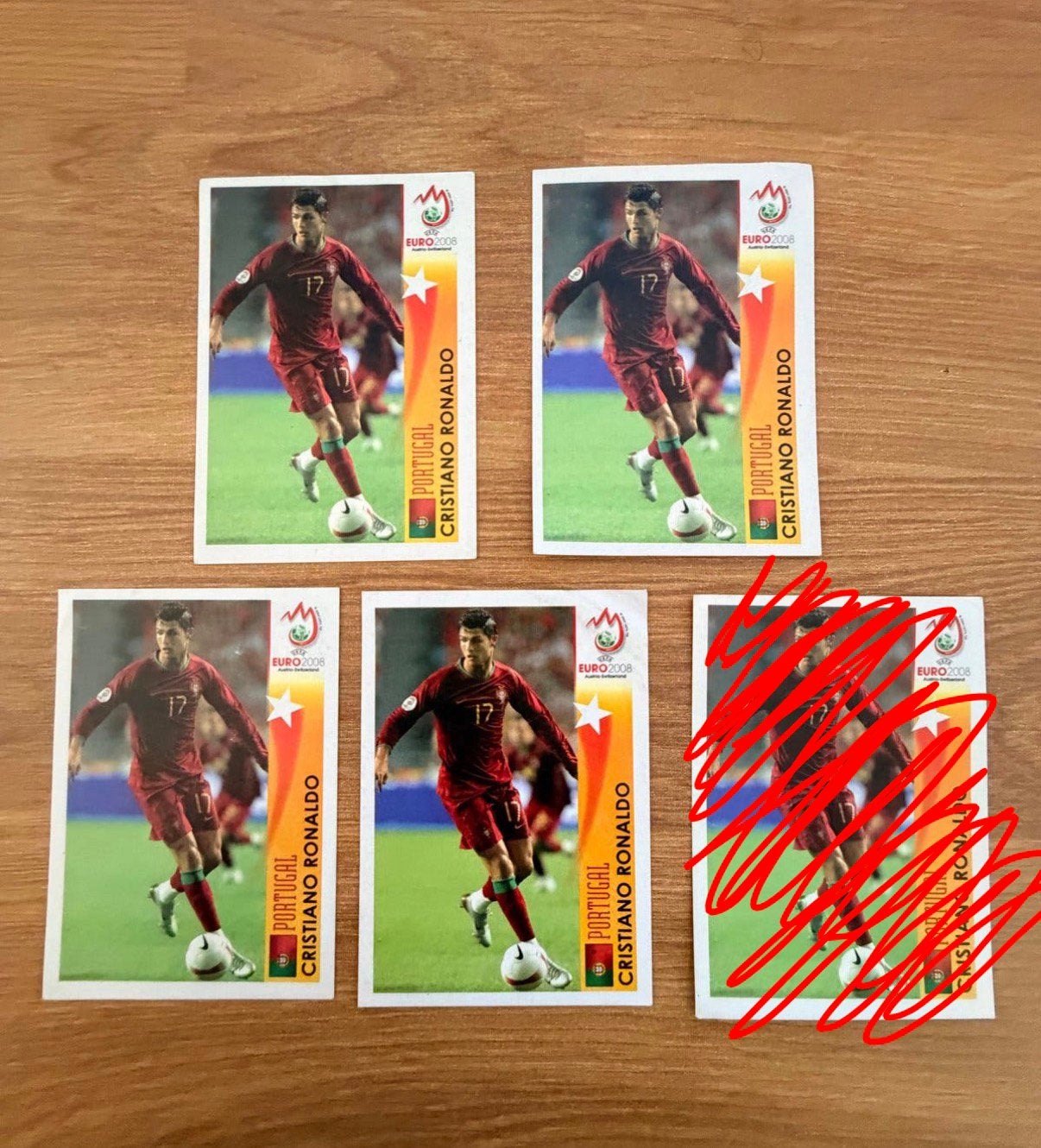 4x Cristiano Ronaldo Panini EURO 2008 #509 Portugal, Ophalen of Verzenden, Gebruikt, Meerdere stickers