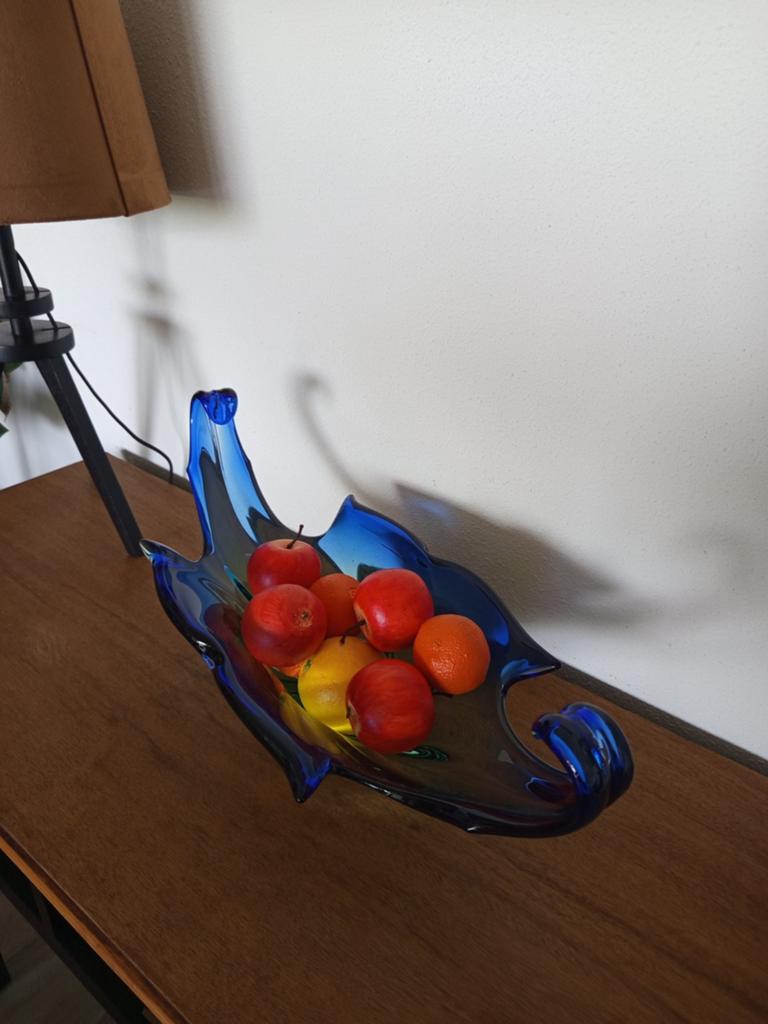 Vintage Murano Glazen Fruitschaal - Blauw/Groen, Ophalen