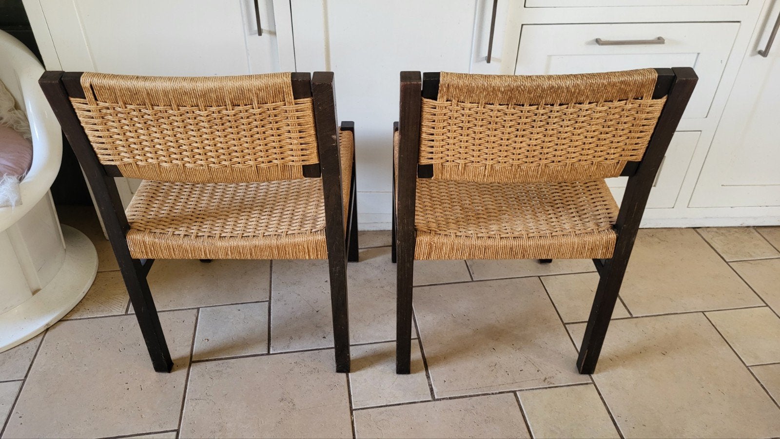 Nette vintage Pastoe papercord stoelen wenge 1965 danish des, Huis en Inrichting, Ophalen, Twee