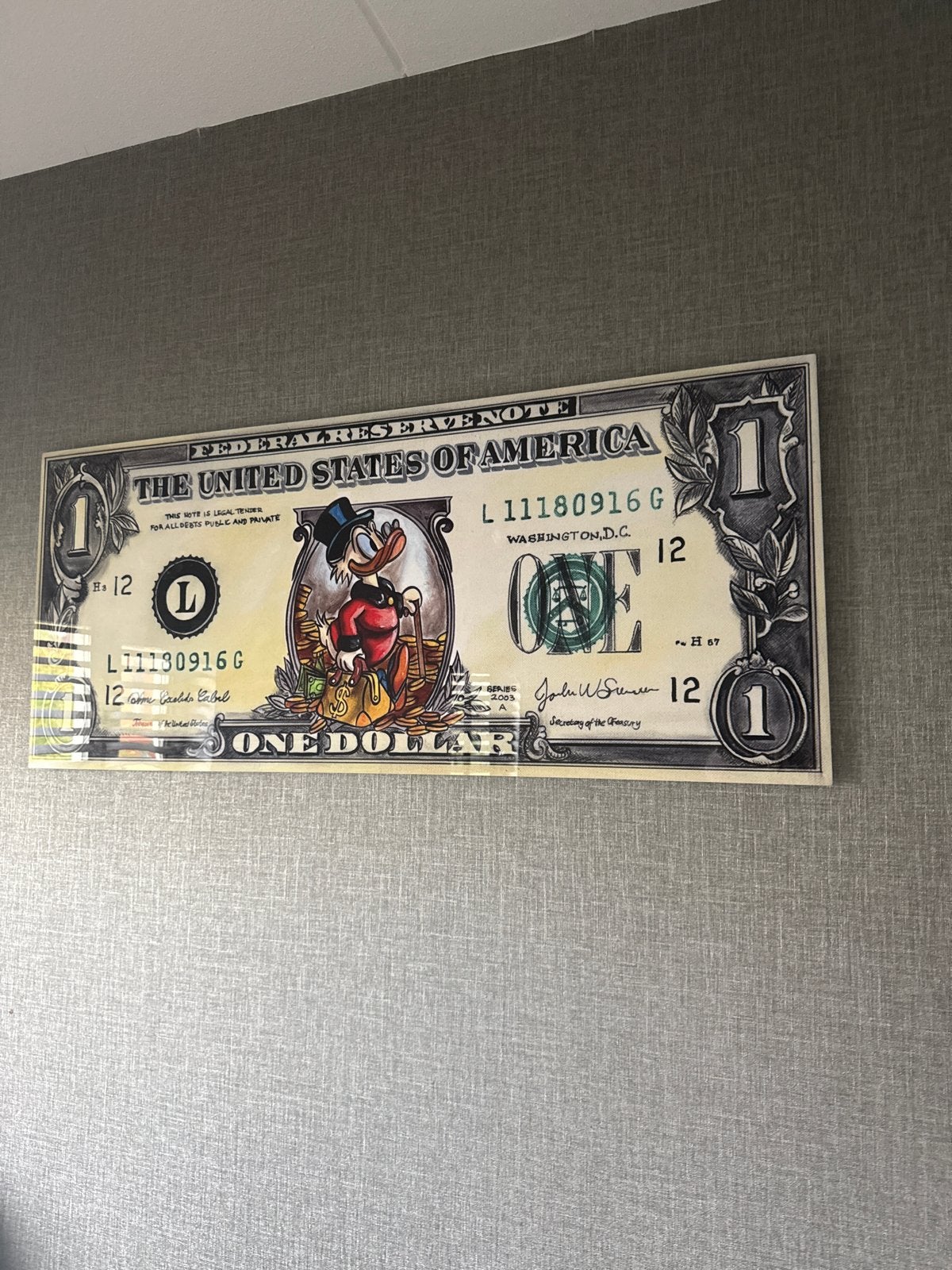 Donald Duck Dollar Biljet Kunstwerk, Ophalen, Gebruikt