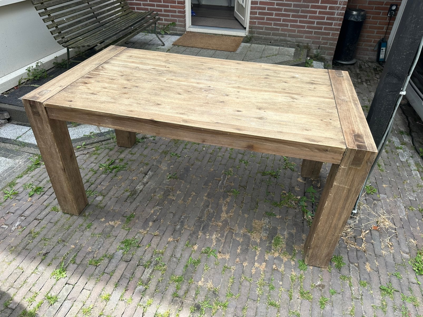 Houten eettafel, Ophalen, Zo goed als nieuw, Rechthoekig, Hout