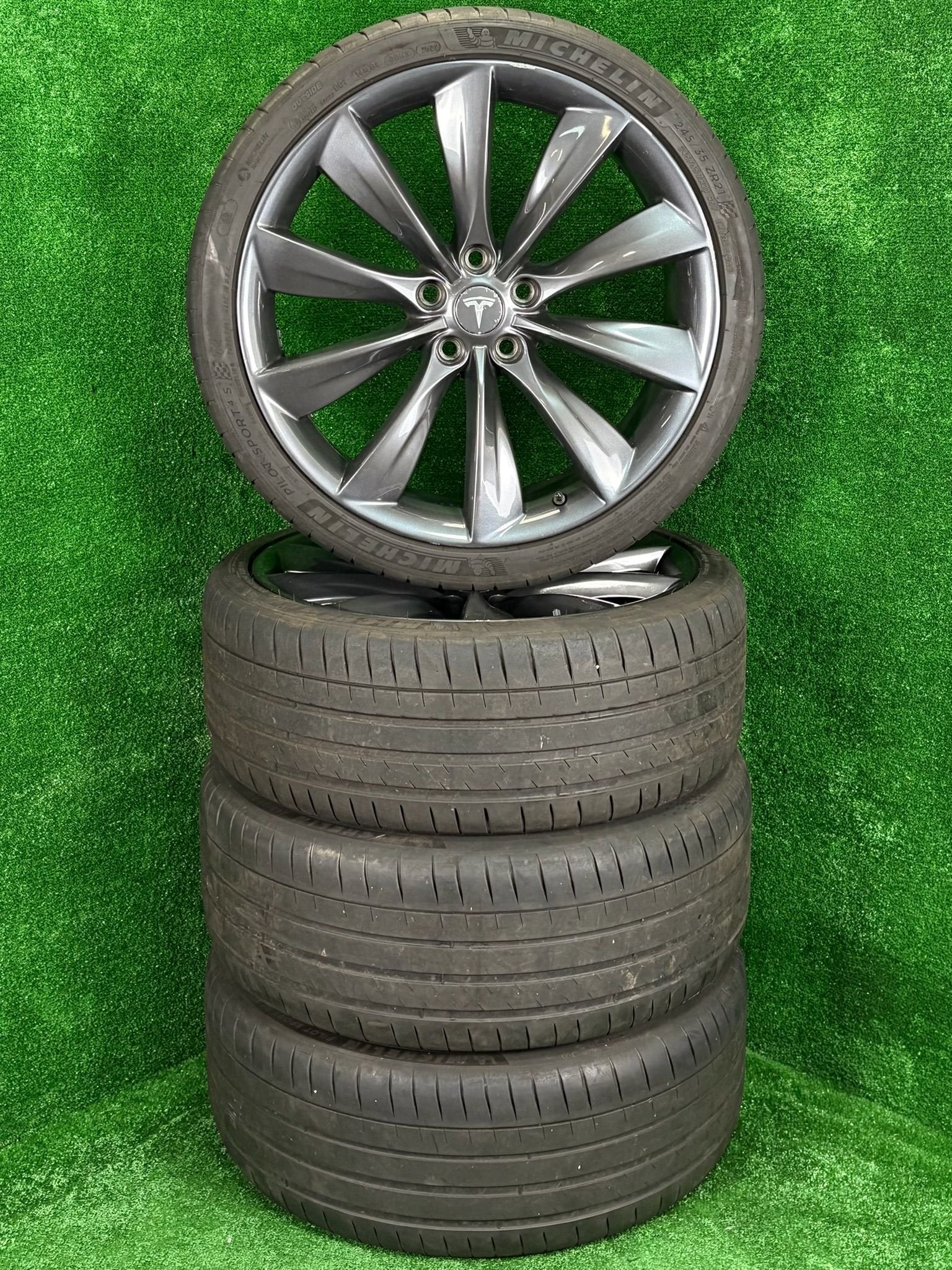 Originele 21 inch Tesla Model S Turbine velgen met banden, Auto-onderdelen, Banden en Velgen, -, -, Banden en Velgen, Zomerbanden