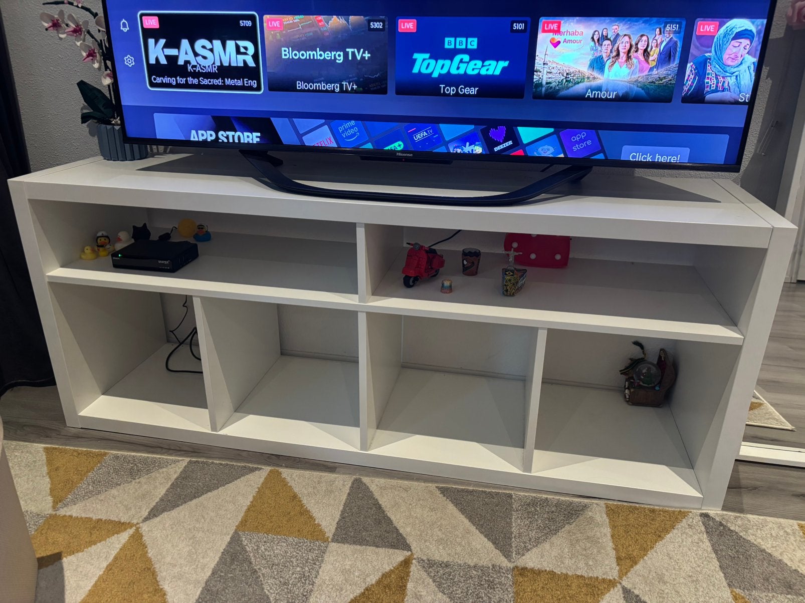 IKEA KALLAX TV White Bench + 2 Storage boxes, Ophalen, Zo goed als nieuw, 25 tot 50 cm, 100 tot 150 cm
