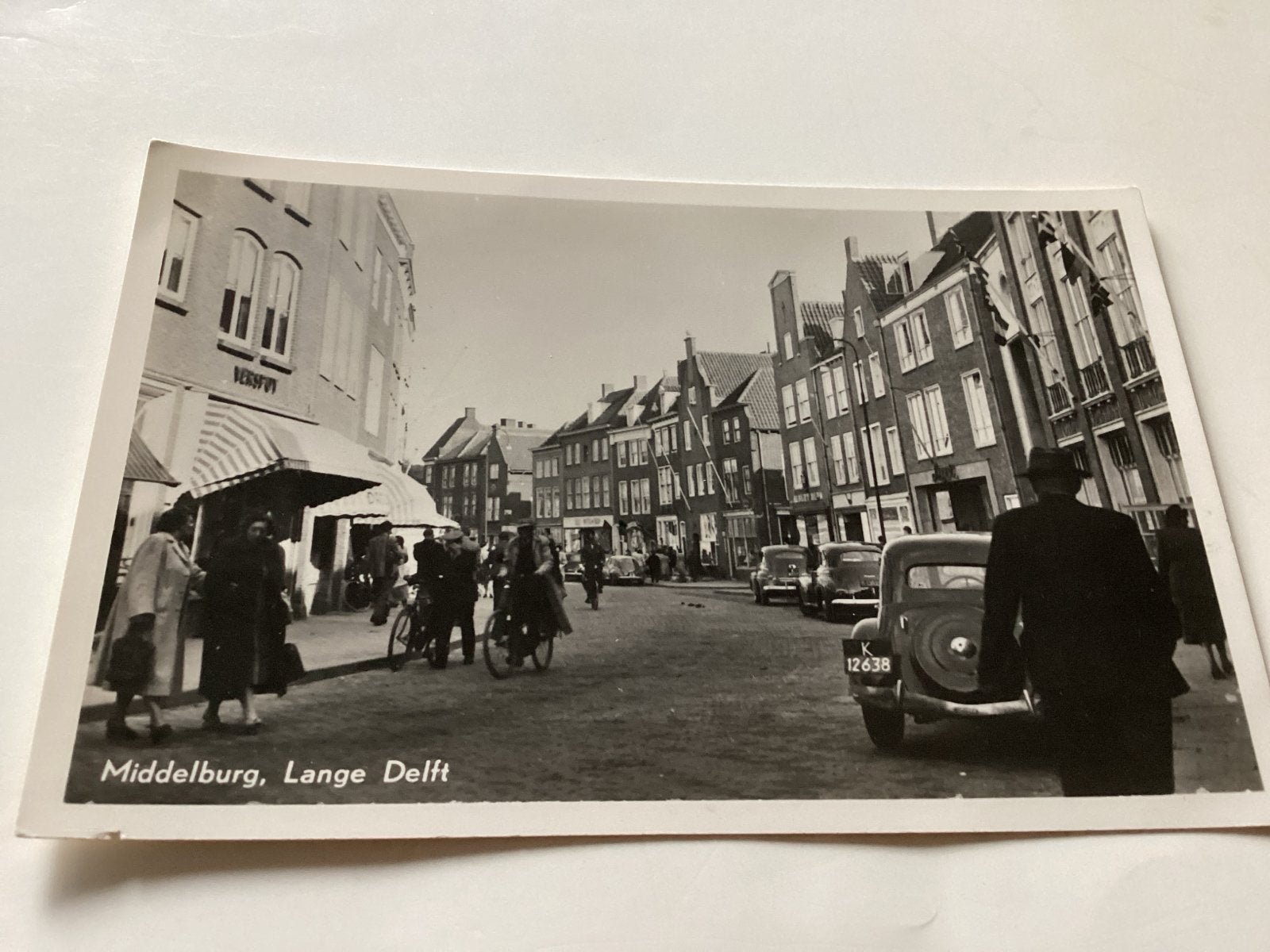 Oude foto Middelburg, Lange Delft - Jaren '50, Ophalen of Verzenden, 1940 tot 1960, Gelopen, Zeeland