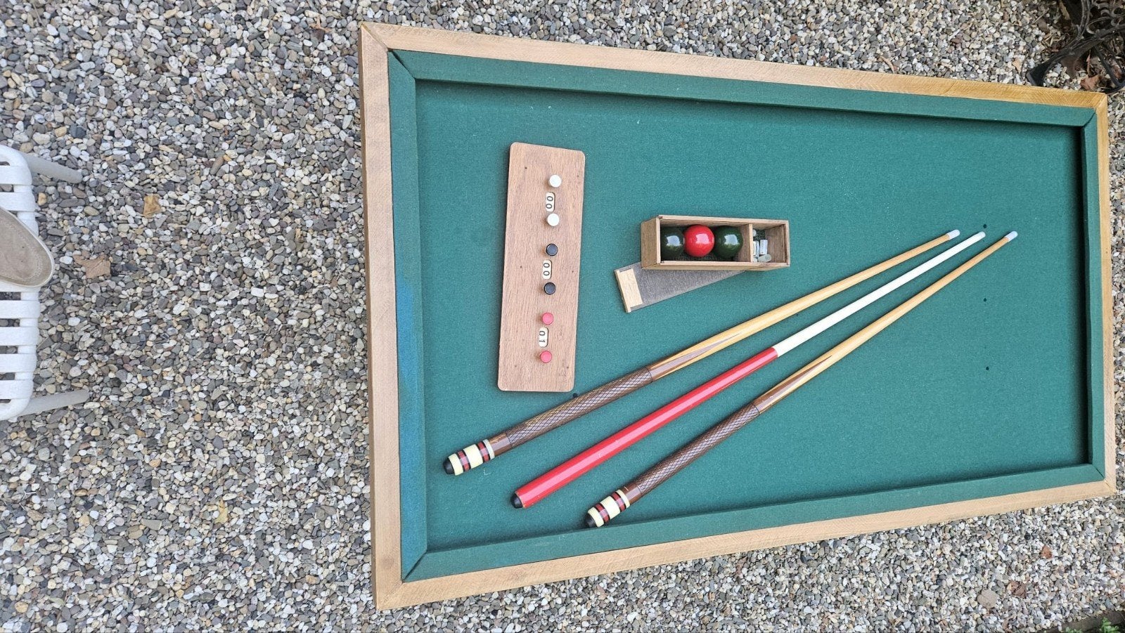 Vintage Biljarttafel met Keuen en Ballen - Compleet Set, Sport en Fitness, Ophalen of Verzenden, Gebruikt, Biljarttafel