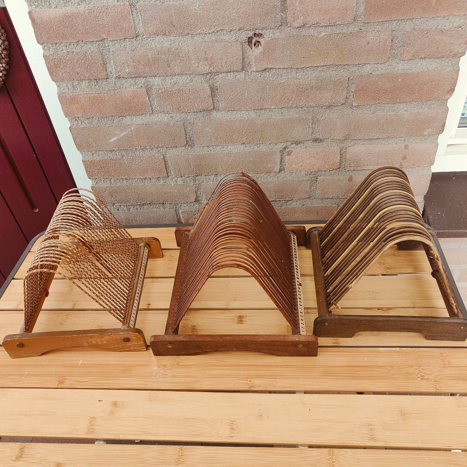 Vintage houten single/LP houders - 2x 25 stuks, 1x 31 stuks, Ophalen of Verzenden